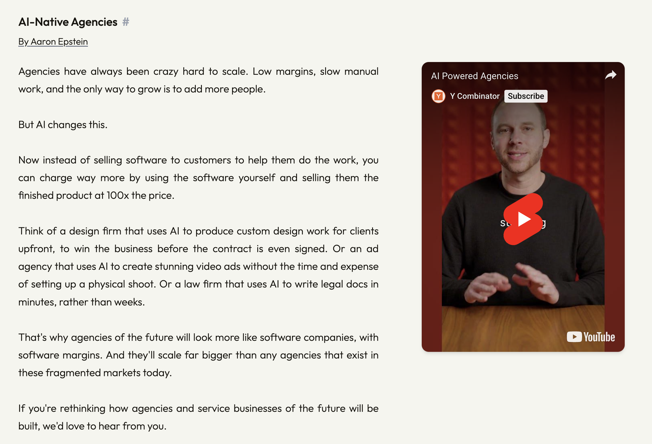 Y Combinator — AI-Native Agencies